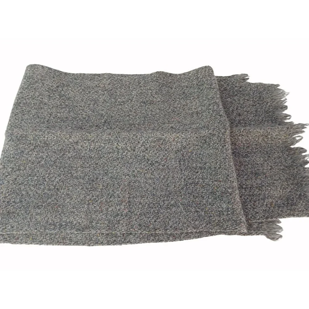 John J. Murphy Irish Tweed Gray Fringed Wool Scarf Multicolor Flecks 63